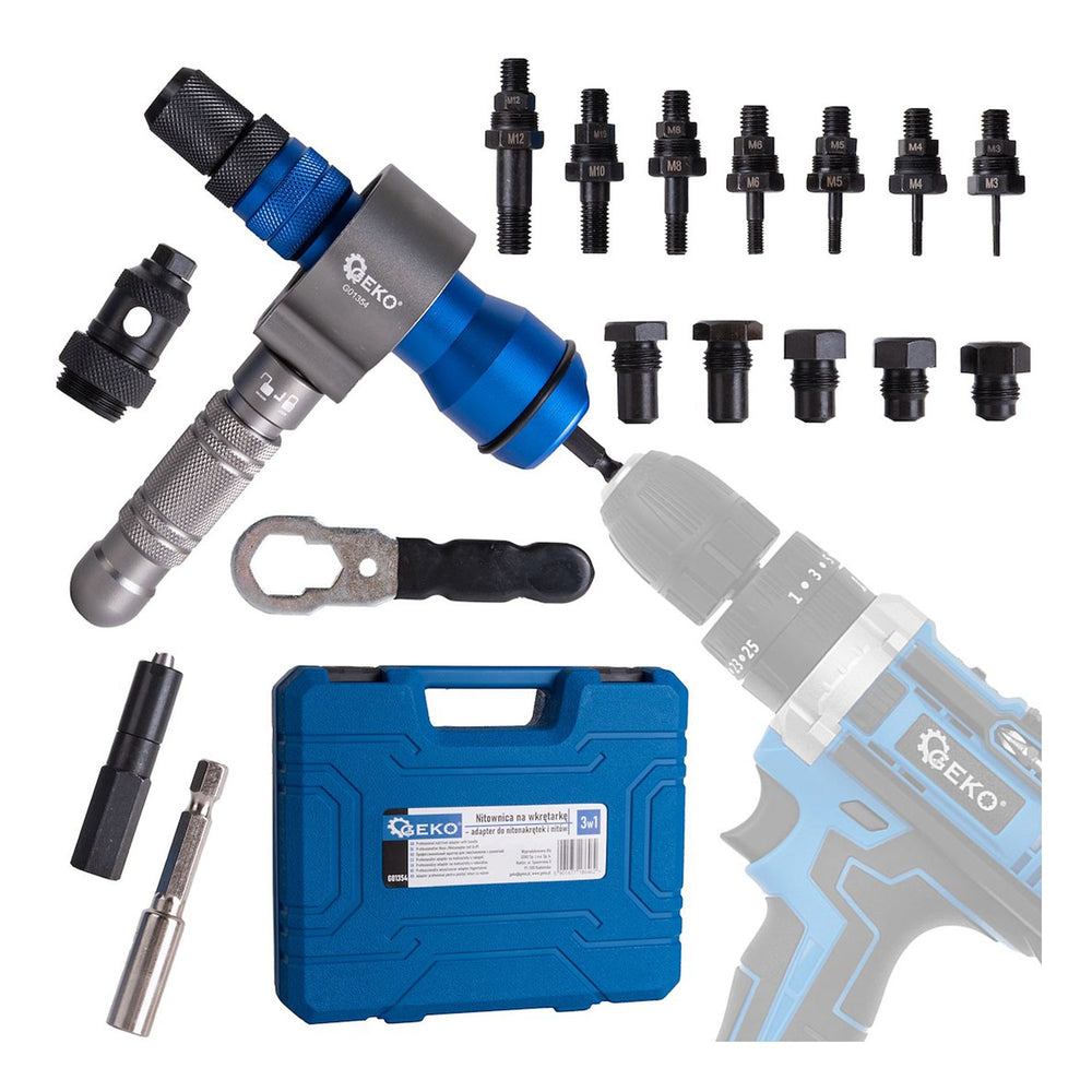 Kit-set adattatore per trapano, per rivetti  2, 4 mm-6, 4 mm 6 teste per intercambiabili,adattatore per trapano rivettatore a batteria