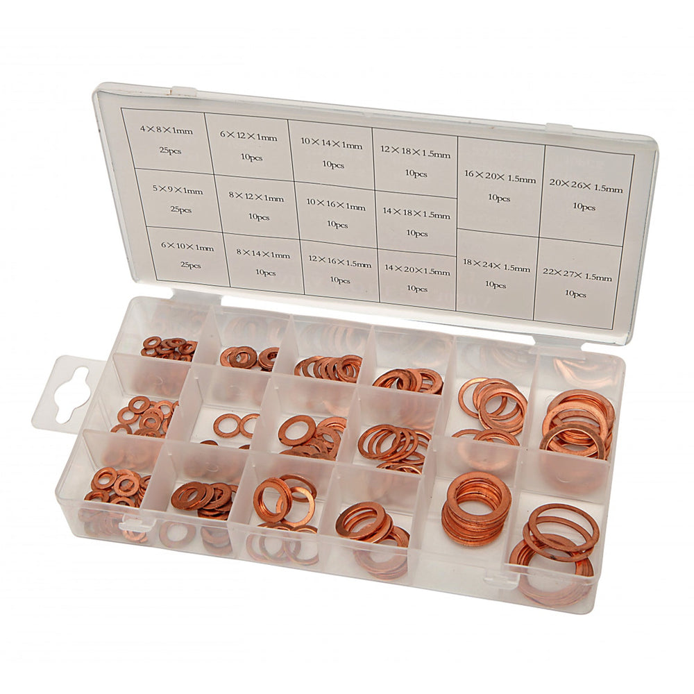 Kit-set assortimento rondelle in rame, guarnizione per il fissaggio degli accessori, 205 pezzi Hbm Machines Olanda