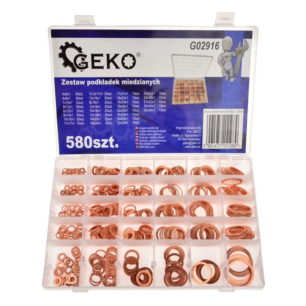 Kit-set assortimento rondelle in rame, guarnizione per il fissaggio degli accessori, 580 pezzi