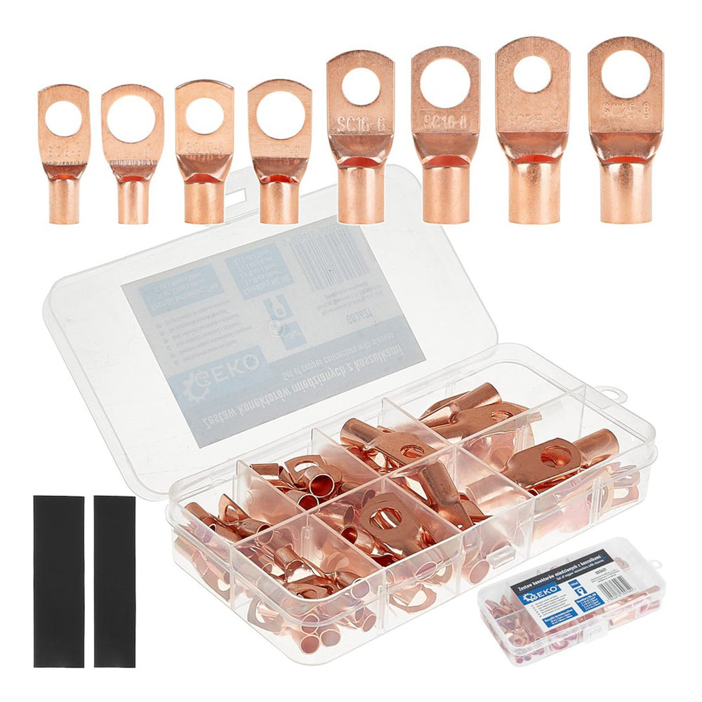 Kit-set capicorda connettori terminali in rame ad anello, crimpare cavo,capicorda elettrici 140 pezzi