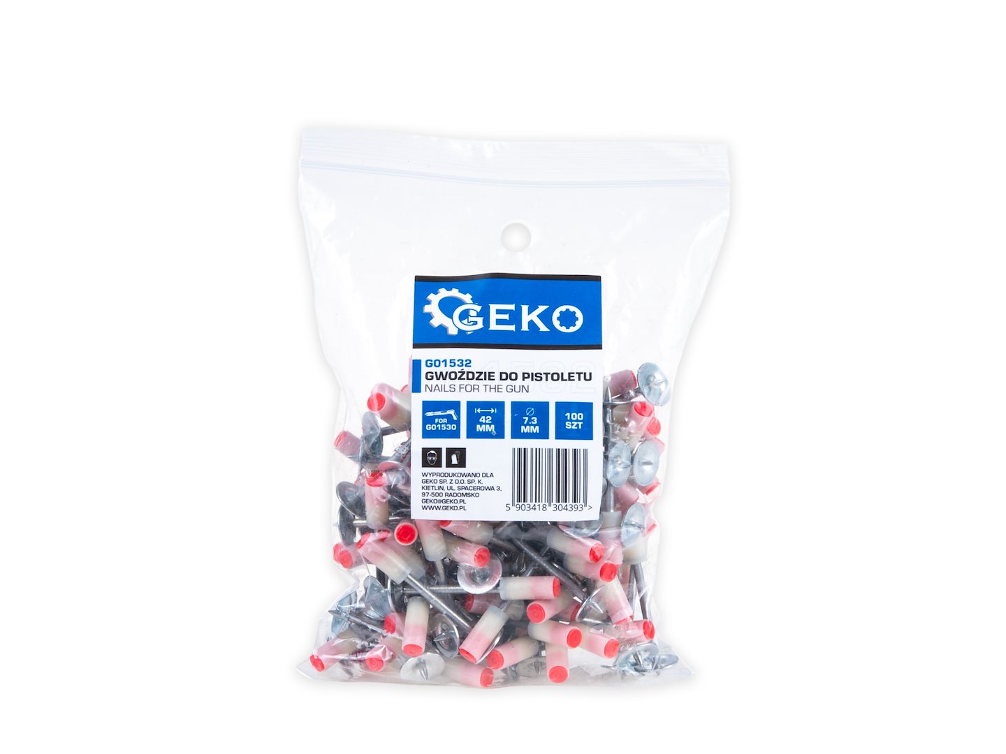 Kit-set chiodi per sparachiodi manuale, rivetti tondi in acciaio 42 mm, cemento e ferro, per pistola a chiodo, per muro, strumento di fissaggio a parete, 100 pezzi Geko