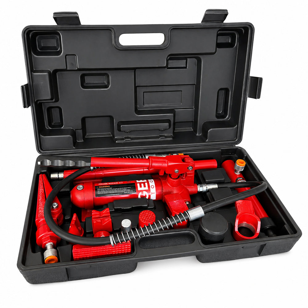 Kit-set idraulico per la raddrizzatura e la rimozione delle ammaccature della carrozzeria, per riparazione, 4 tonnelllate, utensile professionale automobilistico,14 pezzi Gebo Tools