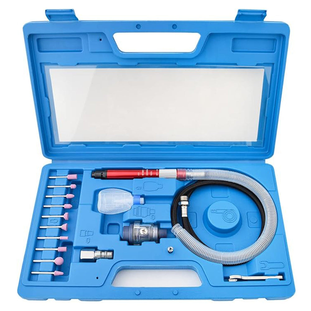 Kit-set micromola pneumatica per smerigliatrice ad aria , strumento per lucidatura a mini matita leggera 58000 giri/min,utensile compatto e leggero per levigatura, pulizia, taglio, lucidatura e sbavatura 17 pezzi Gebo Tools