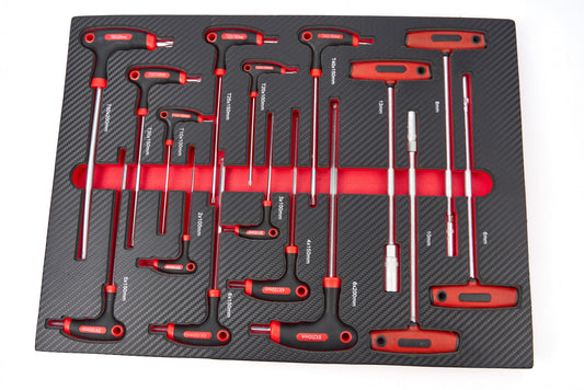 Kit-set modulo per carrelli portautensili, con TORX e chiavi a brugola con impugnatura a T ,16 pezzi Hbm