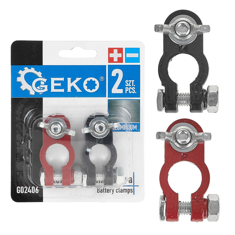 Set-kit 2 morsetti terminali per cavi batteria connettori in alluminio accessorio universale per auto, Geko