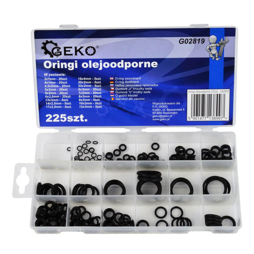 Kit-set O-ring silicone ,assortimento guarnizioni di tenuta, per aria condizionata, climatizzazione automobili, impianti idraulici, rondelle olio motore, nero, 225 pezzi