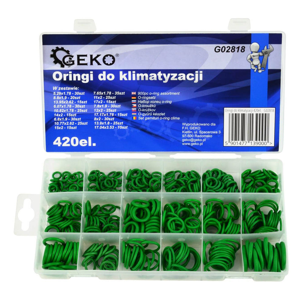 Kit-set O-ring silicone ,assortimento guarnizioni di tenuta, per sistemi di climatizzazione, verde, 420 pezzi