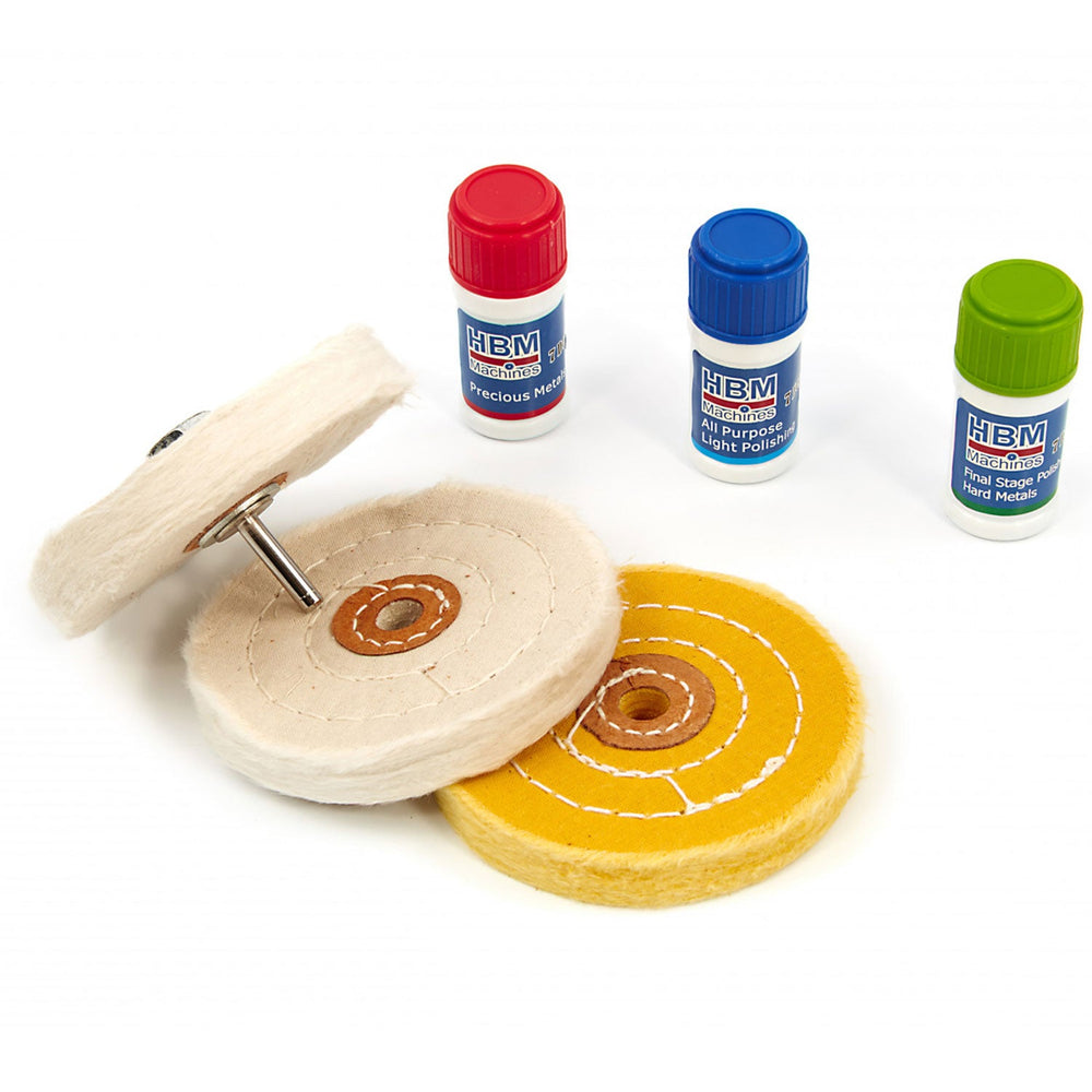 Kit-set pasta abrasiva lucidante  - metalli ed affilatura - abrasivo per lucidatura polish, 7 pezzi Hbm