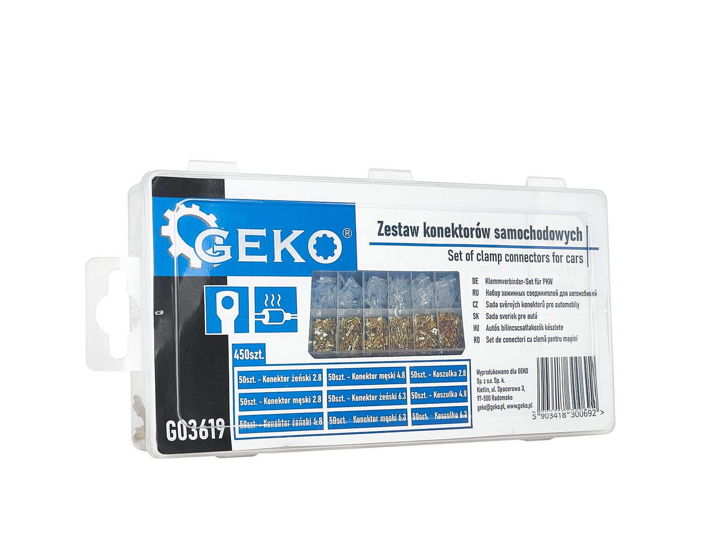 Kit-set puntalini, capicorda isolanti, con scatola, per il collegamento dei cavi, assortimento isolati ,capicorda a crimpare, anello capocorda elettrico terminale connettori elettrici, color oro,2.8-6.3 mm 450 pezzi Geko