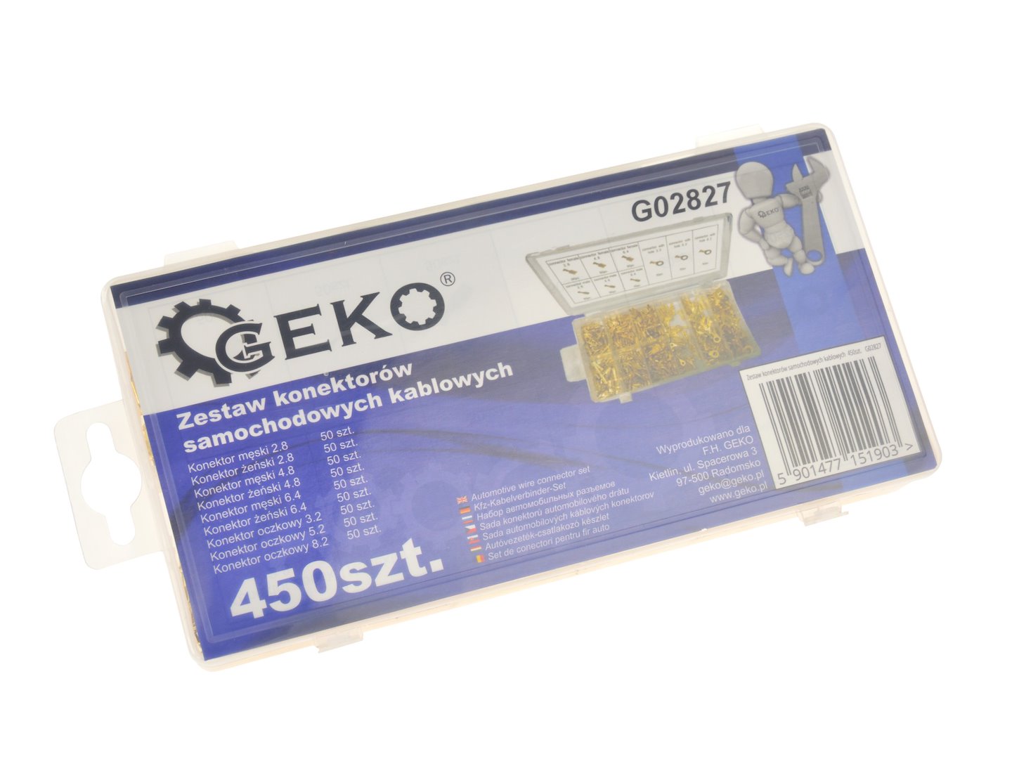 Kit-set puntalini, capicorda isolanti, con scatola, per il collegamento dei cavi, assortimento isolati ,capicorda a crimpare, anello capocorda elettrico terminale connettori elettrici, color oro,2.8-8.2 mm 450 pezzi Geko