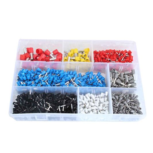 Kit-set puntalini doppi, capicorda isolanti a doppia estremità, con scatola, per il collegamento dei cavi, assortimento isolati, in PVC, multicolor,1200 pezzi