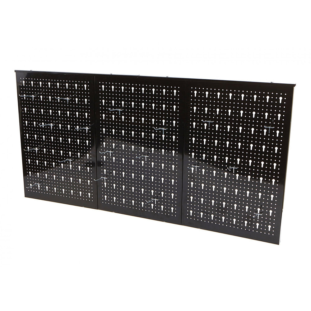 Kit-set rettangolare di pannelli perportattrezzi con 18 ganci, in acciaio,nero,60X120 cm Hbm Machines Olanda
