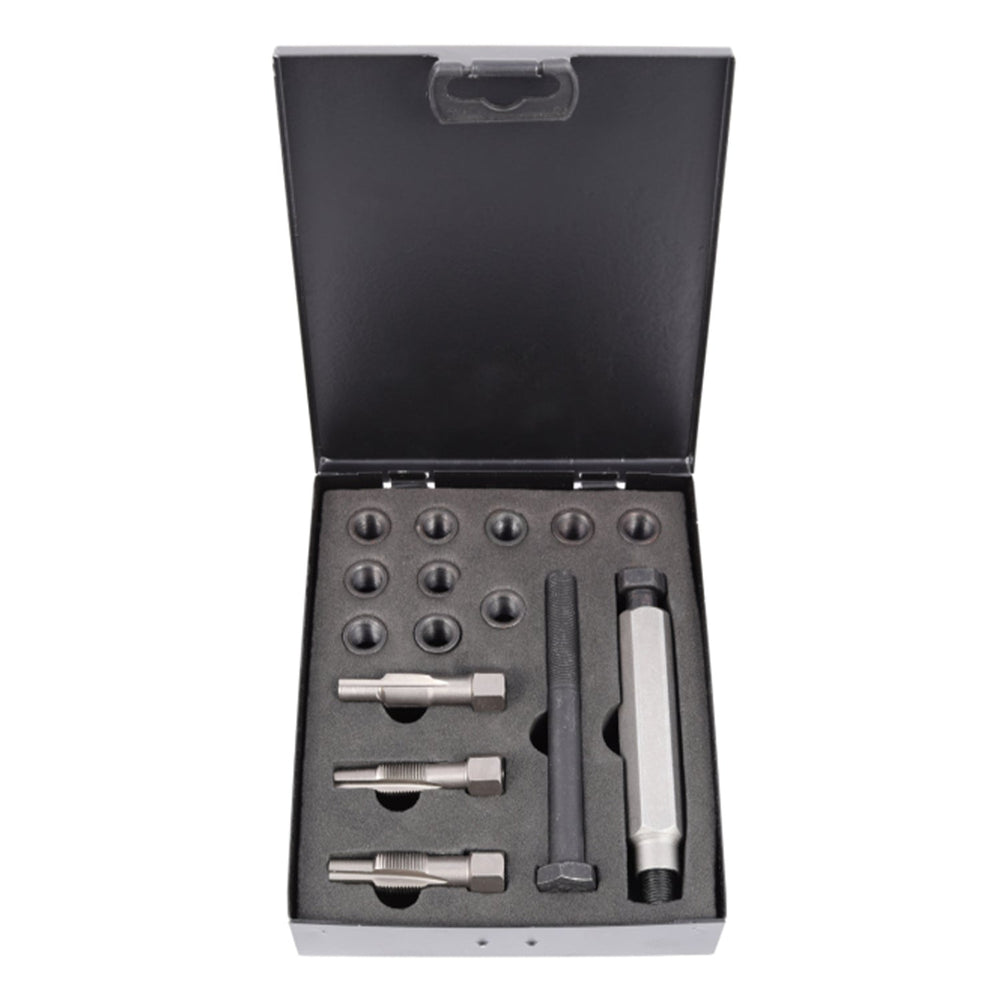 Kit-set riparazione filettatura candele, attrezzi ripristino candelette M10 x 1,0, inserto compatibile, utensili manuali per auto 5 pezzi