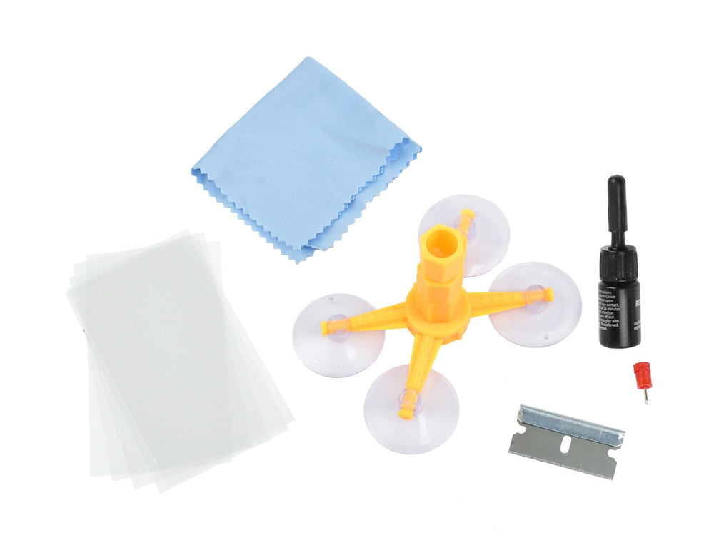 Kit-set riparazione parabrezza auto, strumenti per vetro con resina e siringhe a pressione, per riparare le incrinature, scheggiature, fessure e graffi