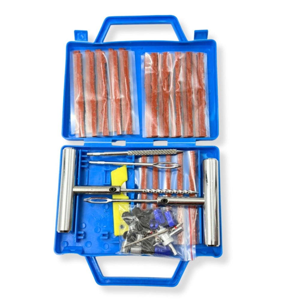 Kit-set riparazione pneumatici auto, strumenti emergenza ripara gomme, strisce di riparazione, 53 pezzi