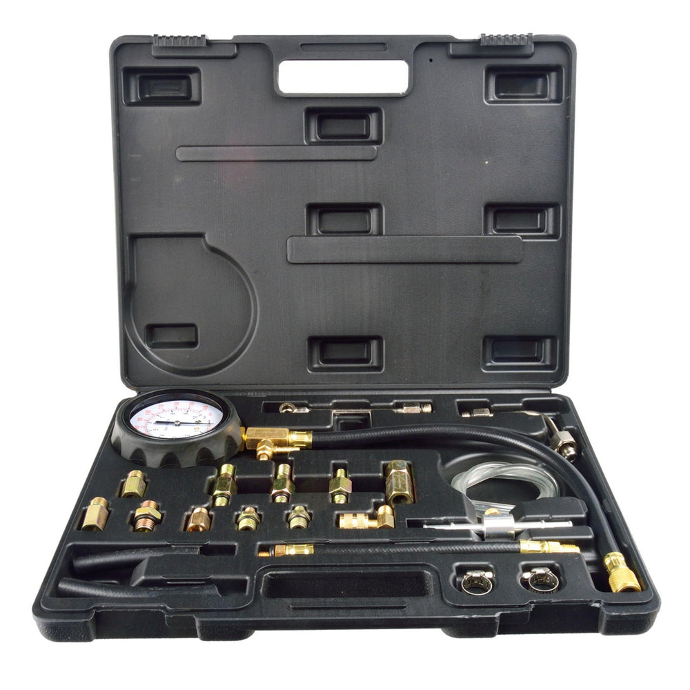 Kit-set tester pressione, compressione iniezione carburante, manometro diagnostico, testare la pressione benzina dell’auto, 0 - 10 bar 21 pezzi