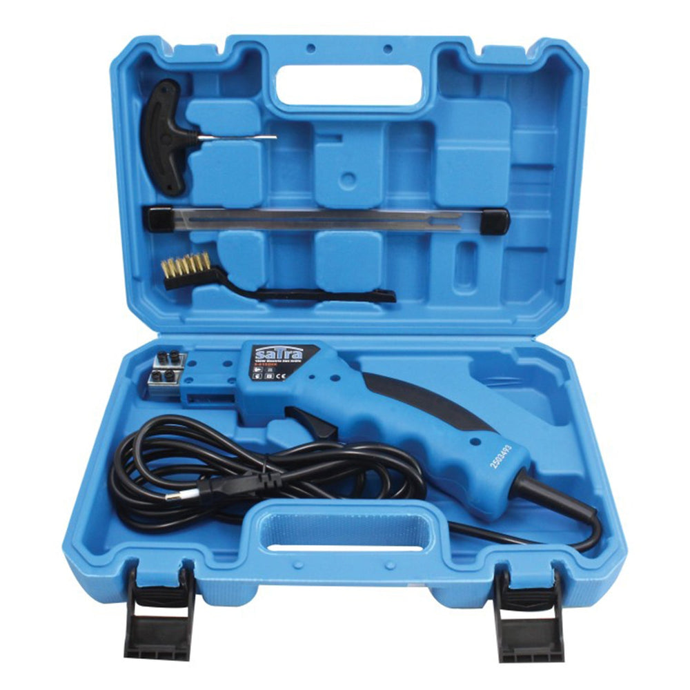 Kit-set utensili da taglio in polistirolo, pvc, pp ed eps con coltello caldo elettrico 150 W, cutter, taglierino termico, lunghezza lama 15 / 20 cm