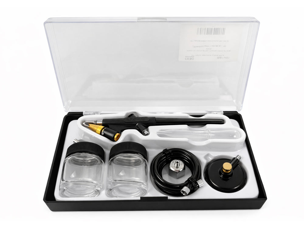 Kit-set aerografo con compressore d'aria per fai da te e artigianato arte delle unghie per decorare torte, cosmetici, grafica 6 pezzi BD138 Gebo Tools