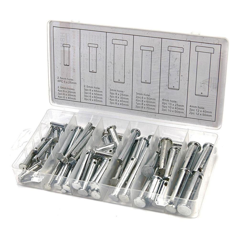 Kit assortimento di perni a forcella con testa piatta a t e foro singolo, per auto, 60 pezzi