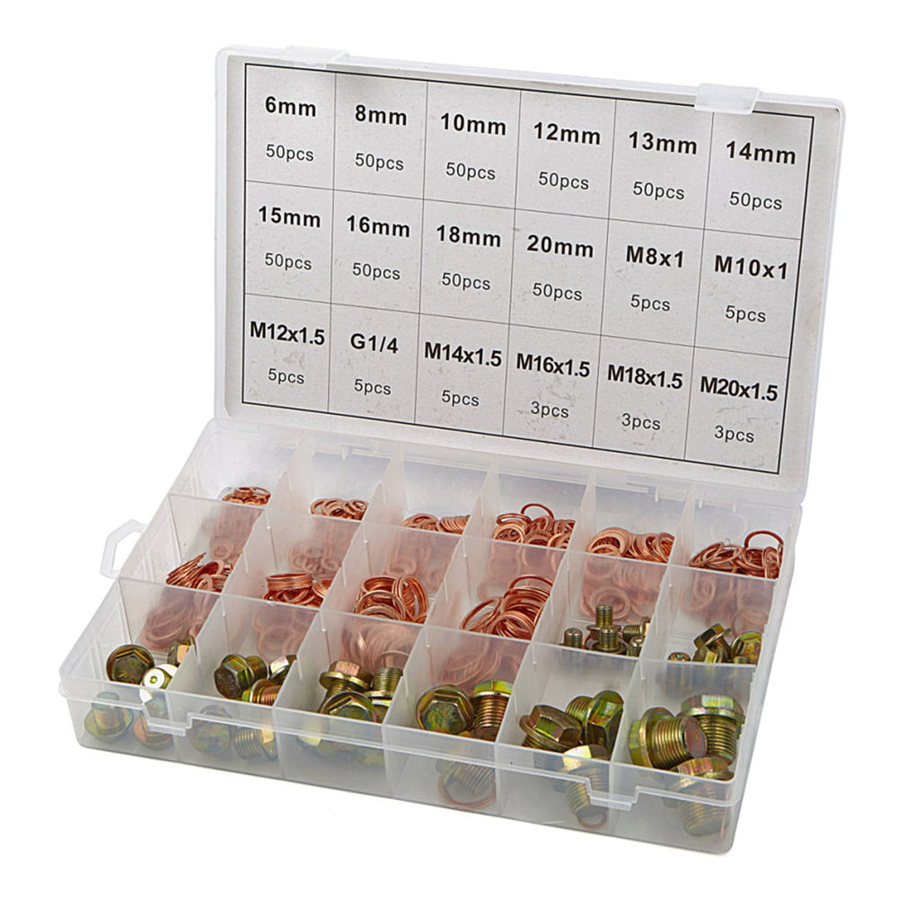 Kit assortimento tappi coppa dell'olio e guarnizioni in rame, 534 pezzi