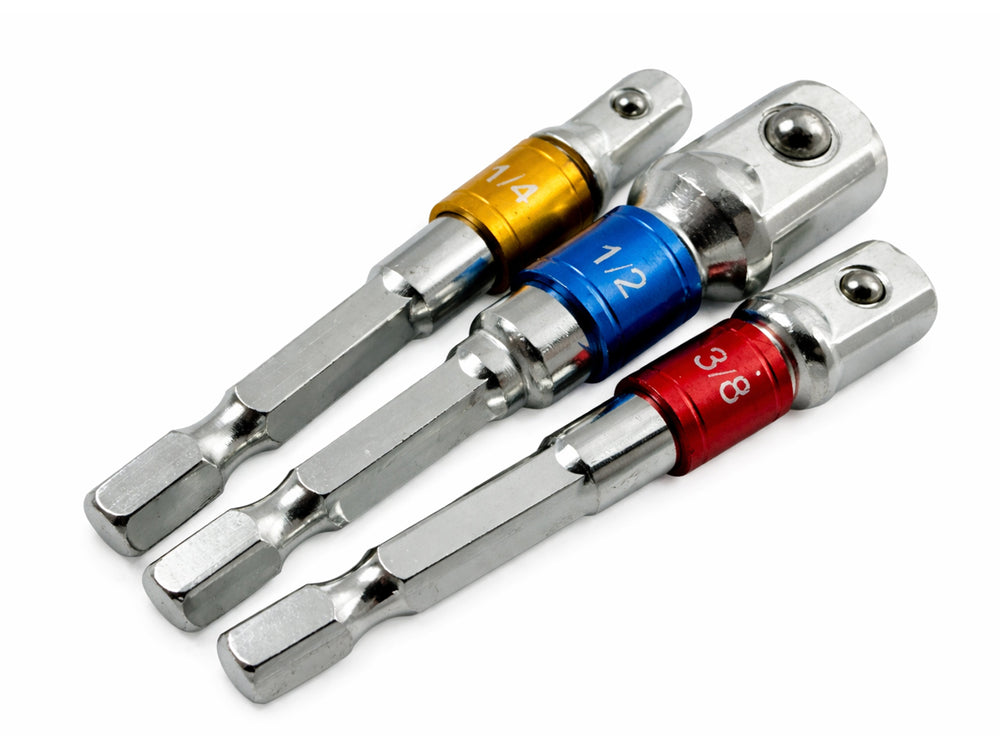 Kit di 3 adattatori trapano esagonale, adattatore presa per 1/4", 3/8", 1/2", Gebo Tools