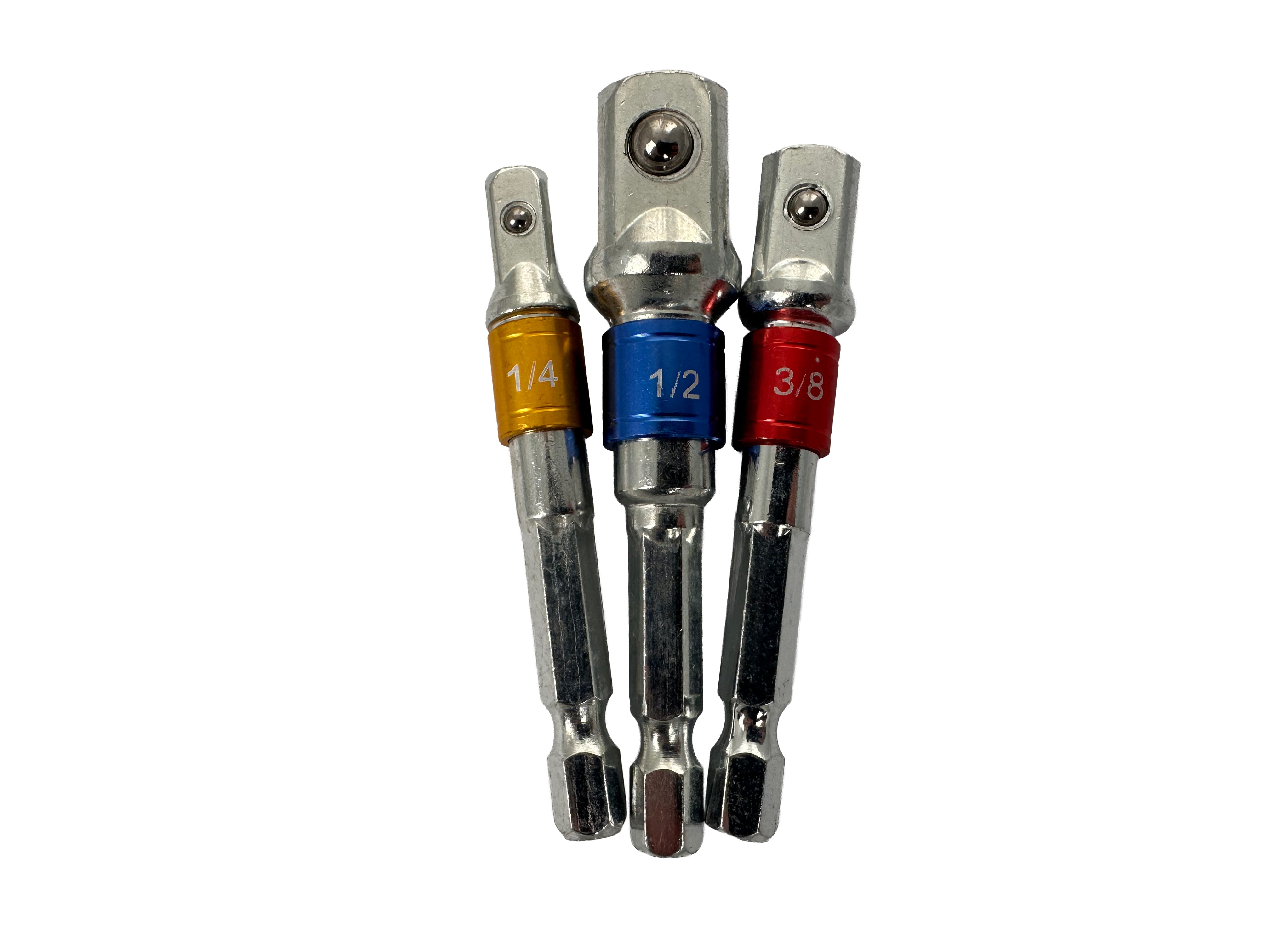 Kit di 3 adattatori trapano esagonale, adattatore presa per 1/4", 3/8", 1/2", Gebo Tools