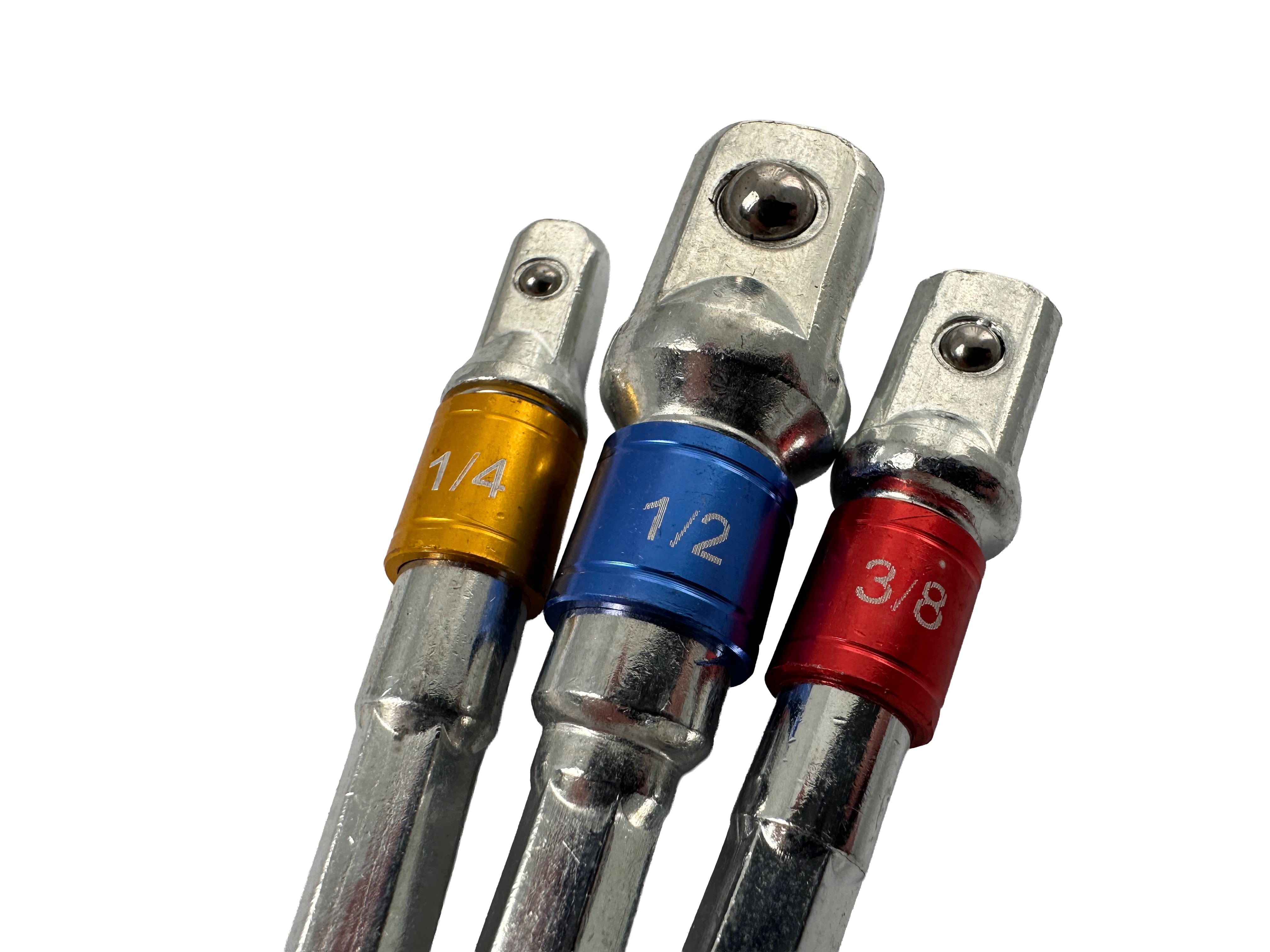 Kit di 3 adattatori trapano esagonale, adattatore presa per 1/4", 3/8", 1/2", Gebo Tools