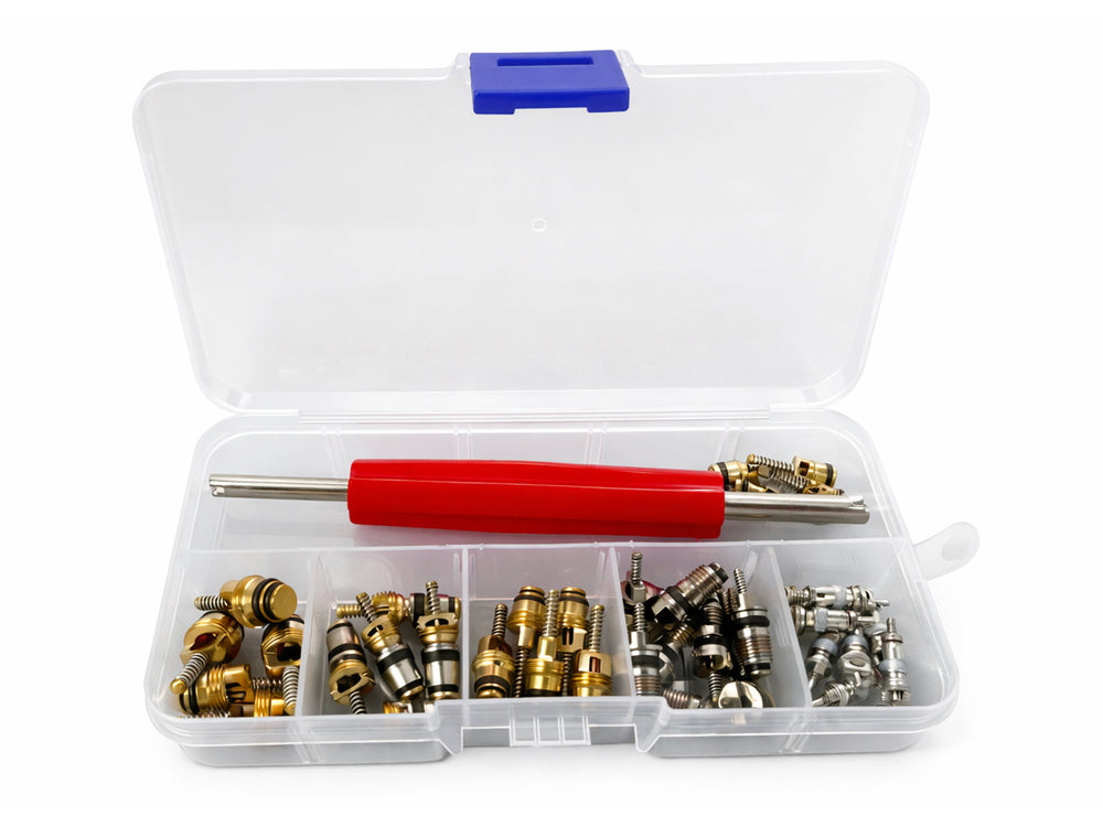 Set-kit valvole per climatizzazione auto, per impianti di aria condizionata autovetture, 41 pezzi Gebo Tools