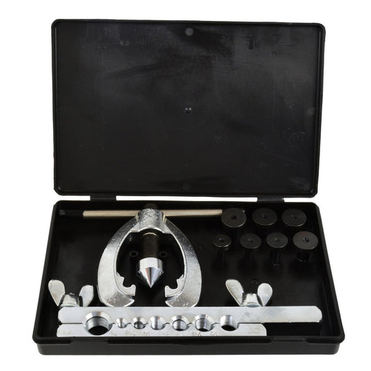 Flangiatubo cono eccentrico, cartellatrice tubi, bordatubi, kit utensili bordatura, svasatura di tubi freno e tubi, 9 pezzi Geko