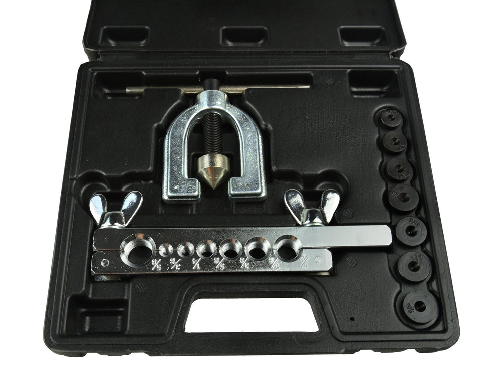 Kit di utensili per svasatura, tagliatubi per tubi freno per auto, con 7 matrici ,set flangiatubo cono eccentrico, bordatubi, per tubi in rame e alluminio Geko