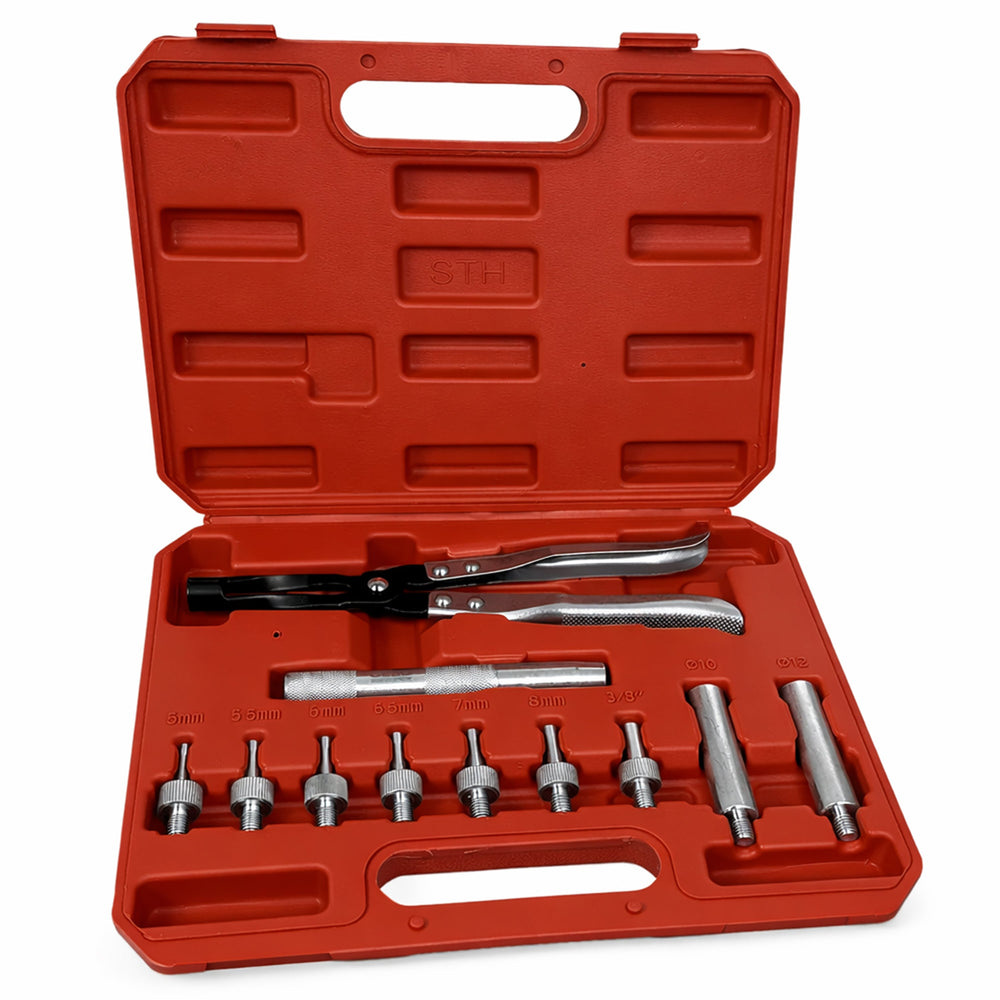 Kit-set pinze e adattatori per rimozione-sostituzione-installazione guarnizioni valvole, 11 pezzi Gebo Tools