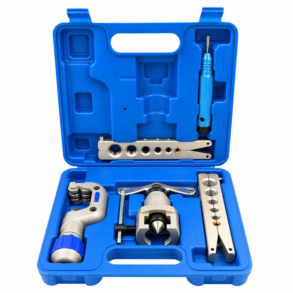Kit professionale bordatura, svasatura eccentrica e taglio tubi in rame, alluminio e ottone, set di attrezzi per condizionamento,per l'espansione delle tubazioni dei freni auto Gebo Tools
