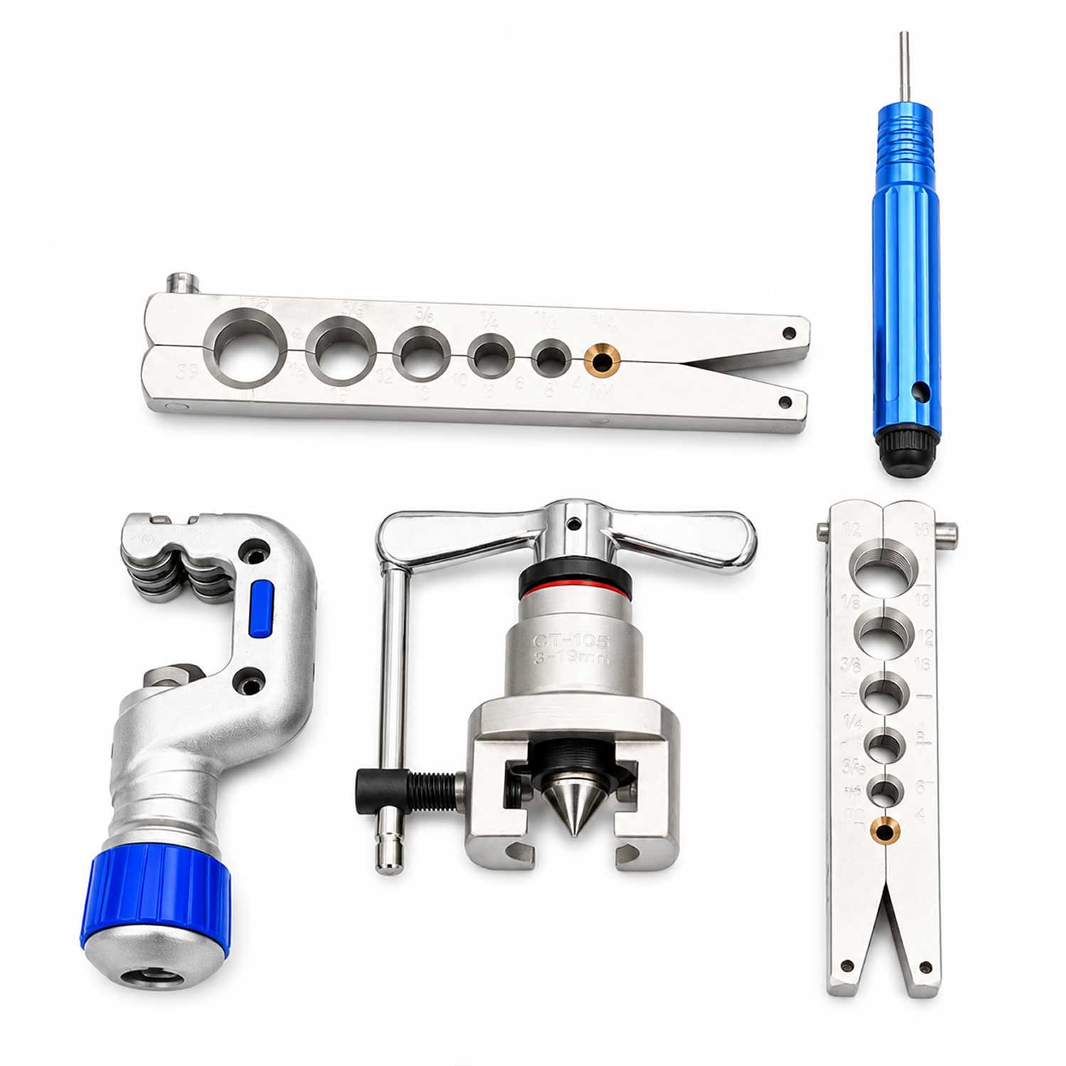 Kit professionale bordatura, svasatura eccentrica e taglio tubi in rame, alluminio e ottone, set di attrezzi per condizionamento,per l'espansione delle tubazioni dei freni auto Gebo Tools
