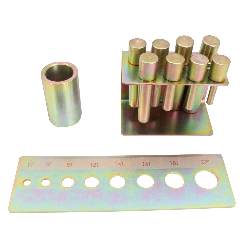 Kit-set punzoni con piastra di fissaggio per estrattore idraulico