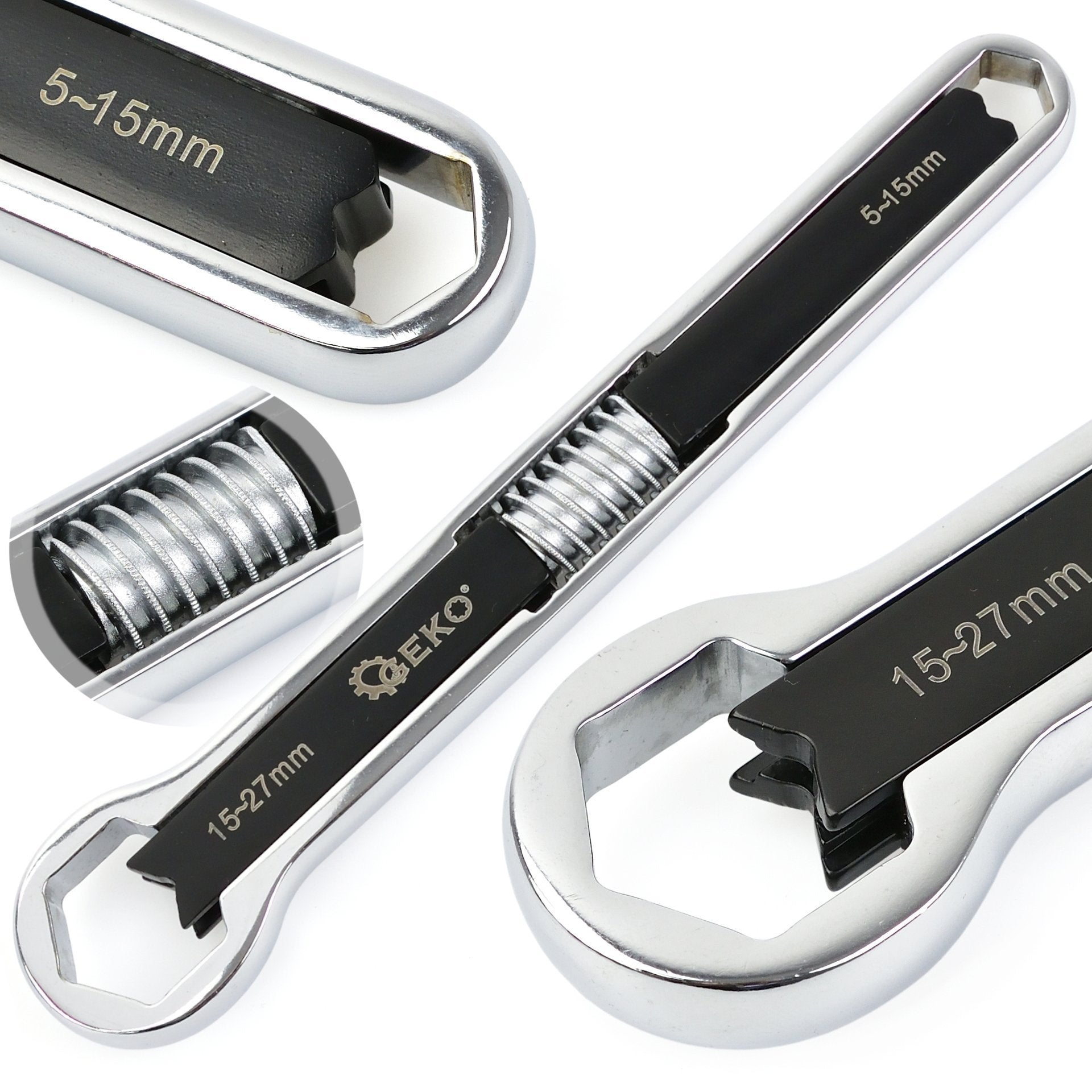 Chiave ad anello regolabile doppia 5–15 mm, 15–27 mm Geko