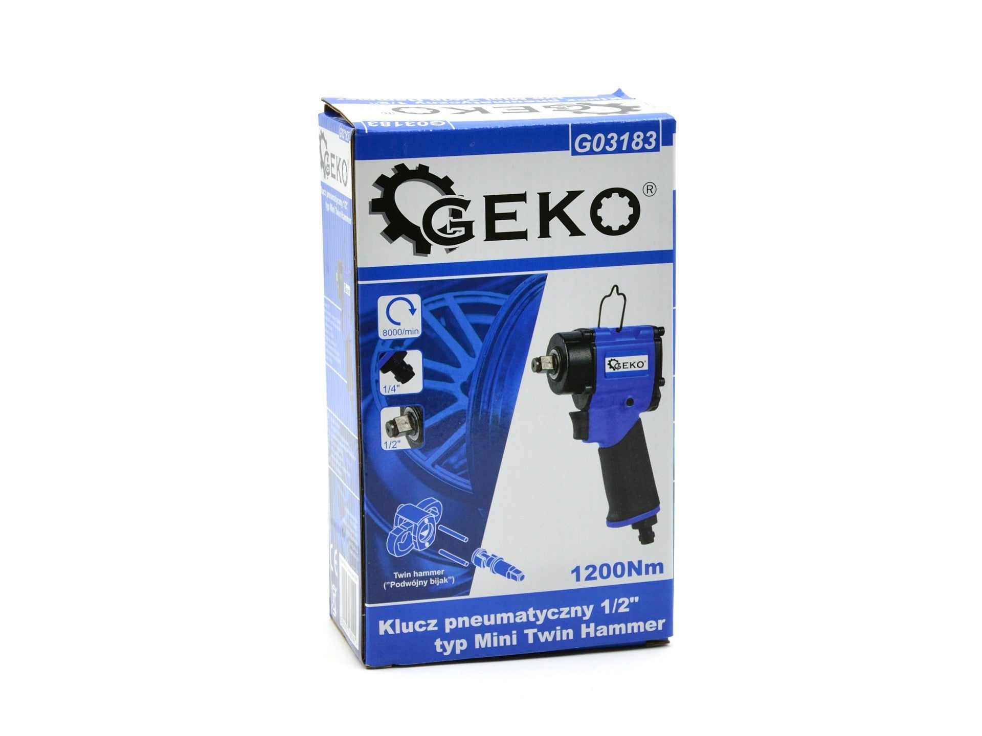 Avvitatore a impulso extra corto-breve avvitatore pneumatico ad aria compressa con attacco quadro 1/2" pollici 1200 Nm Geko