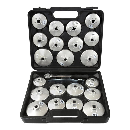 Set di chiavi per filtro olio 23 pezzi, 1/2" pollice, 27 mm, strumento di rimozione della presa del filtro dell'olio in alluminio per garage auto riparazione con custodia portaoggetti