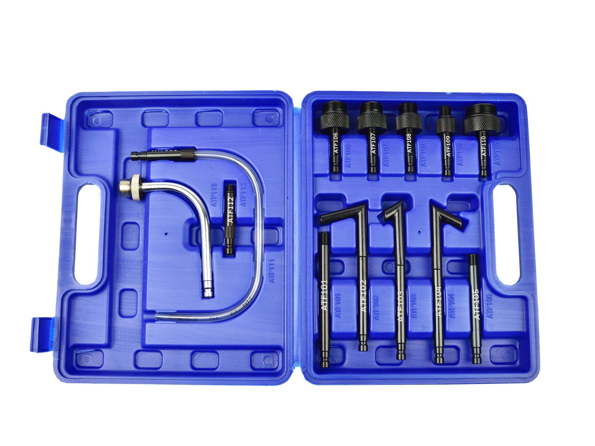 Valigetta con 13 adattatori per l'inserimento di olio nei cambi automatici, kit adattatore per riempimento fluido trasmissione, set adattatore per riempimento olio fluido trasmissione ATF, set di strumenti per connettore riempimento olio cambio automatico