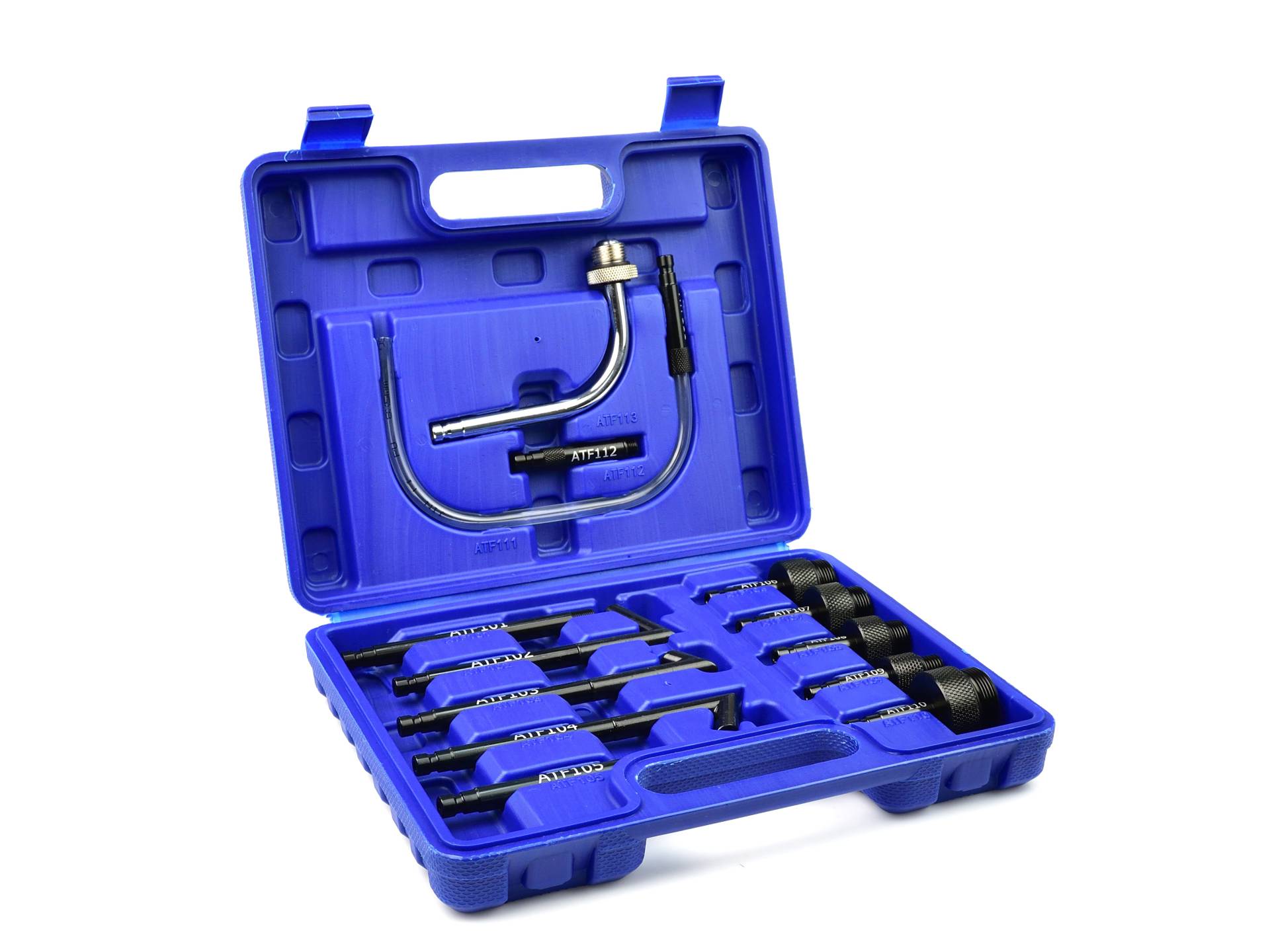 Valigetta con 13 adattatori per l'inserimento di olio nei cambi automatici, kit adattatore per riempimento fluido trasmissione, set adattatore per riempimento olio fluido trasmissione ATF, set di strumenti per connettore riempimento olio cambio automatico