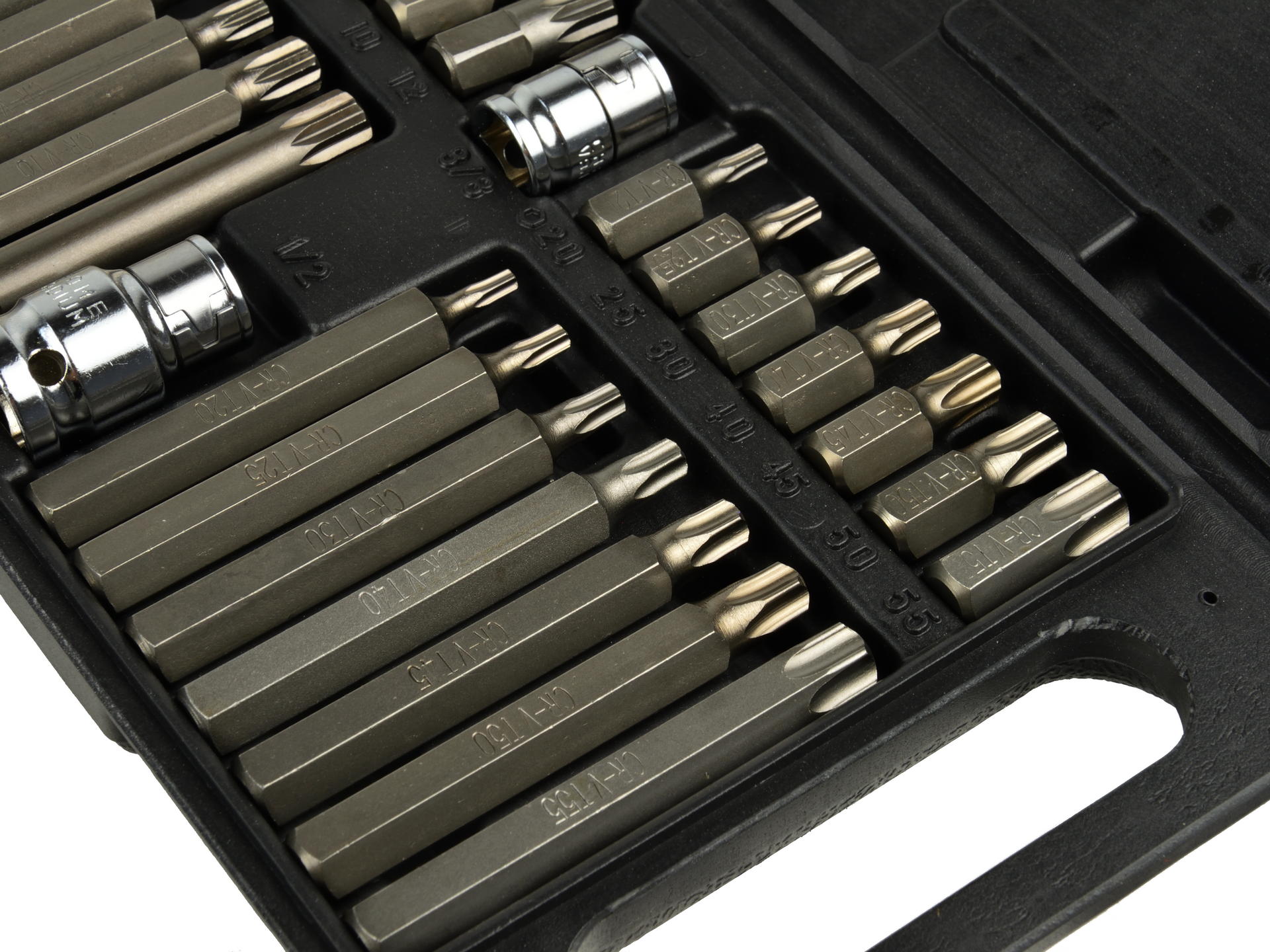 Set da 40 pezzi di punte e bit (bit di avvitamento duri, Cr-V), in scatola di plastica
