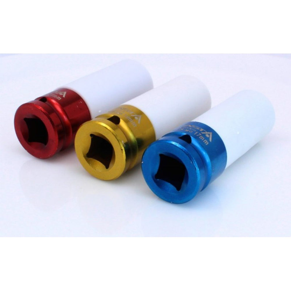 Set chiavi a bussola da 3 pezzi per cerchi in lega da 17 mm - 19 mm - 21 mm, per avvitatore a impulsi