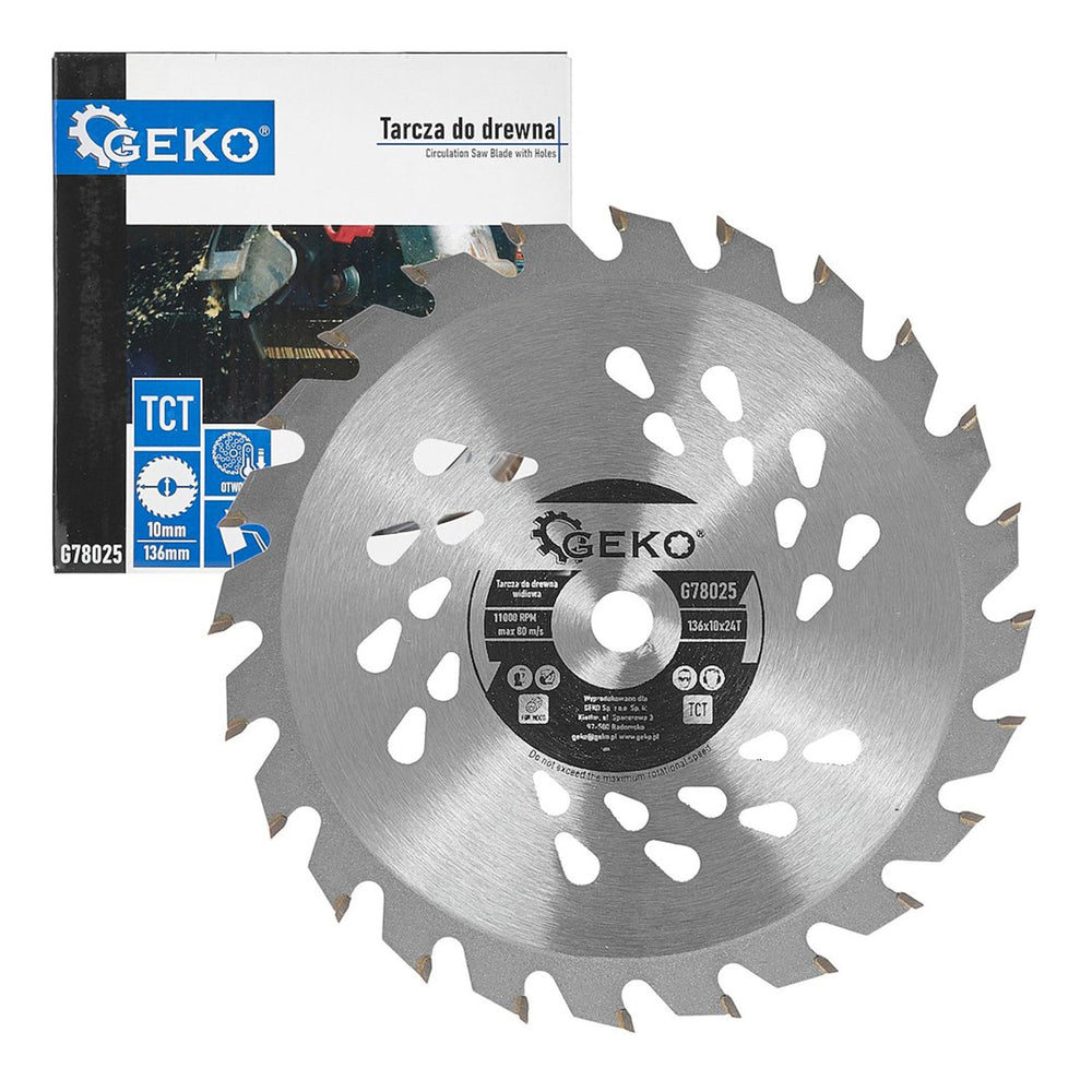 Disco in carburo di tungsteno per sega circolare per il taglio del legno, 136 × 10 mm, 24 denti