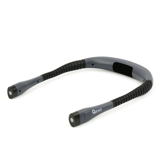 Lampada da lettura a collo, a LED ricaricabile, 15-60lm, flessibile e dimmerabile, doppia testa, torcia da ispezione, nero