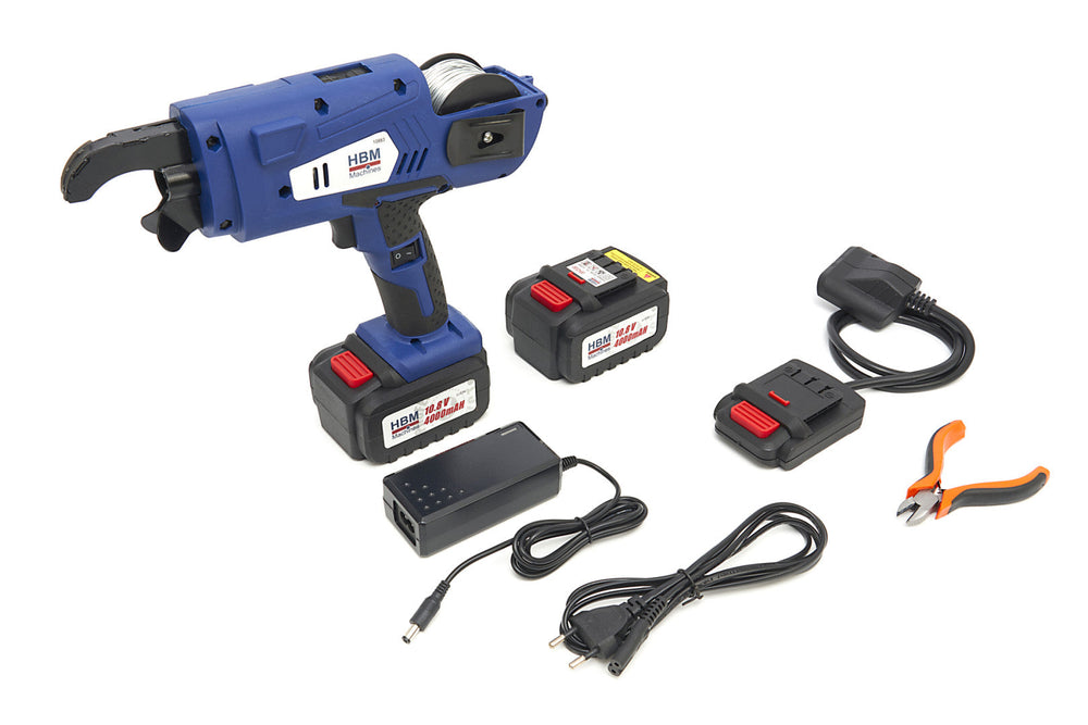 Legatrice tondino ferro automatica professionale, strumento di legatura a batteria per tondini, con 2 batterie 10,8 V 4,0 Ah e caricatore, per barre d'acciaio da 8 ~ 34 mm, Hbm