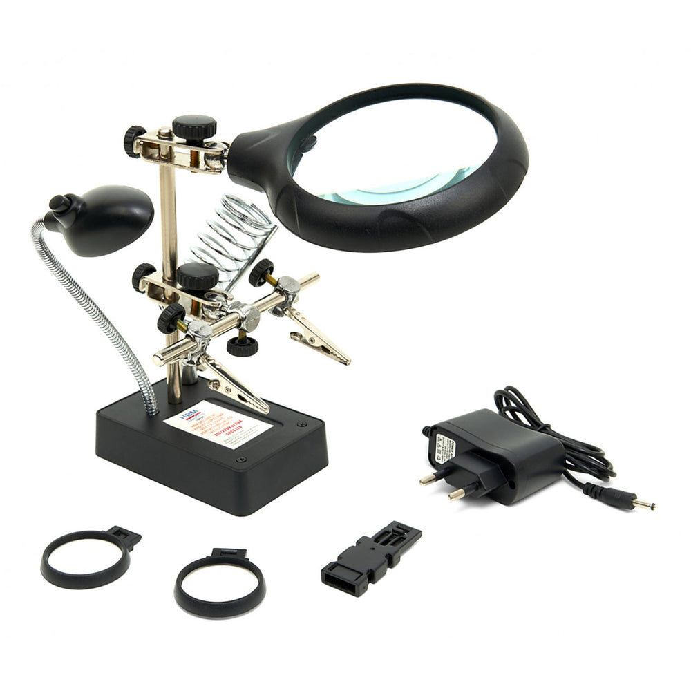 Lente ingrandimento saldatura riparazione LED con bracci metallici di supporto per saldatura