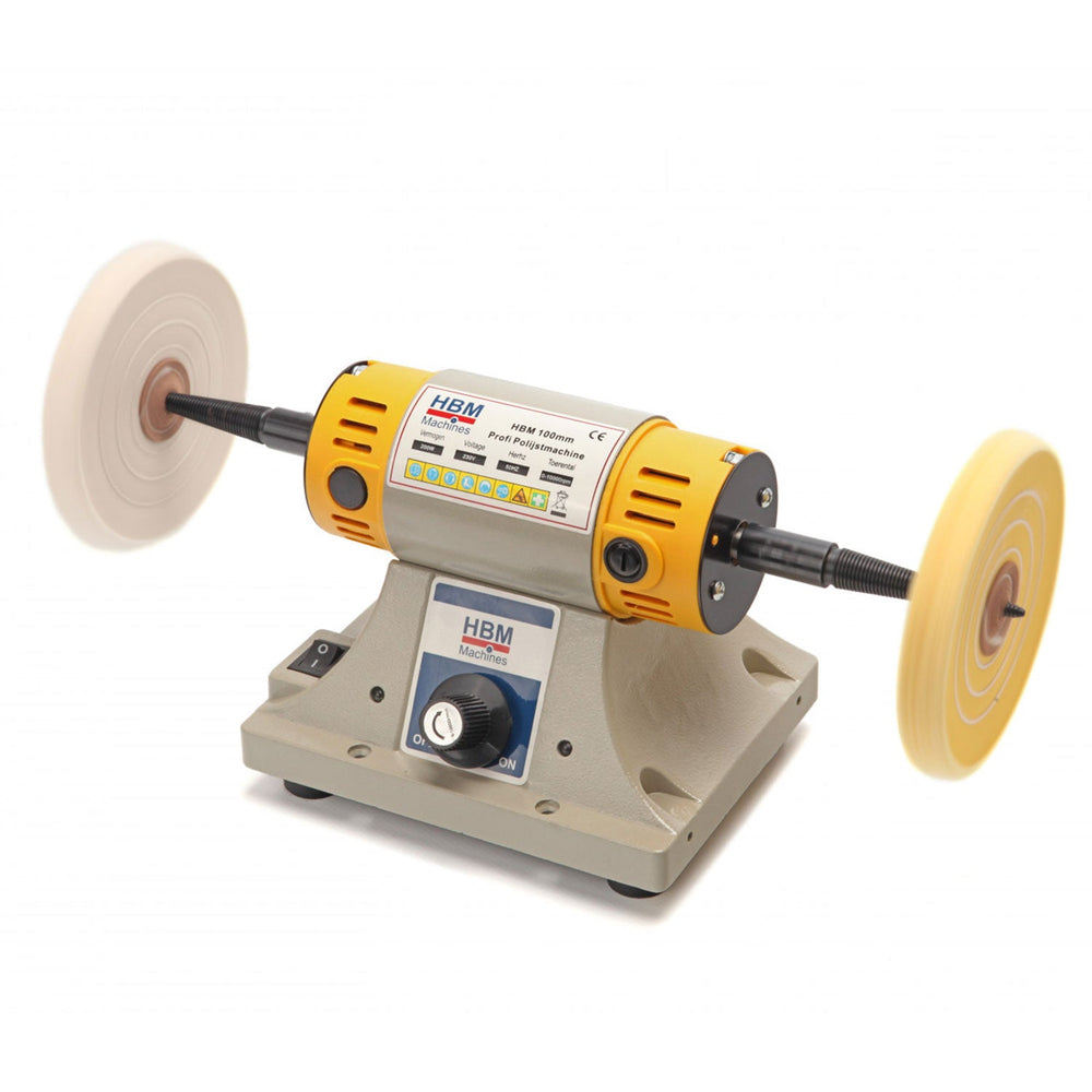 Lucidatrice 200 W, 2 dischi di lucidatura diametro 100 mm, smerigliatrice elettrica da banco doppia struttura e supporto robusti Hbm