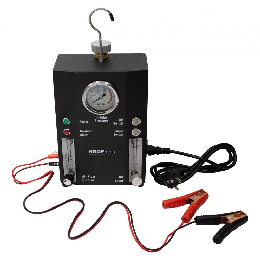 Macchina fumogena automotive pompa d'aria incorporata, generatore di fumo per individuazione perdite circuiti auto, tester rilevamento per tutte le auto dc12v, moto, camion leggeri, barche, atv, motoslitte ecc con accessori, Kroftools