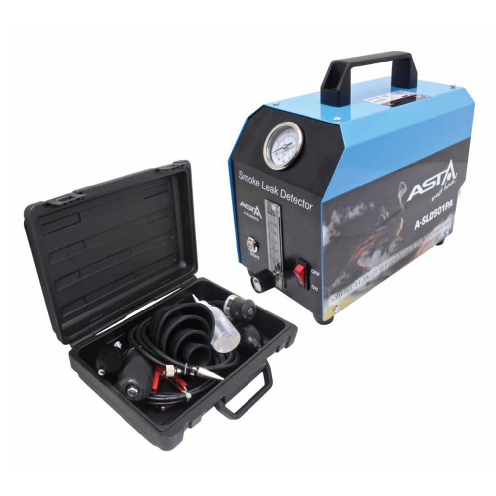 Macchina fumogena EVAP automotive pompa d'aria incorporata, generatore di fumo per individuazione perdite circuiti auto, test rilevamento per tutte le auto dc 12v, moto, camion leggeri, barche, atv, motoslitte ecc, con accessori, Asta
