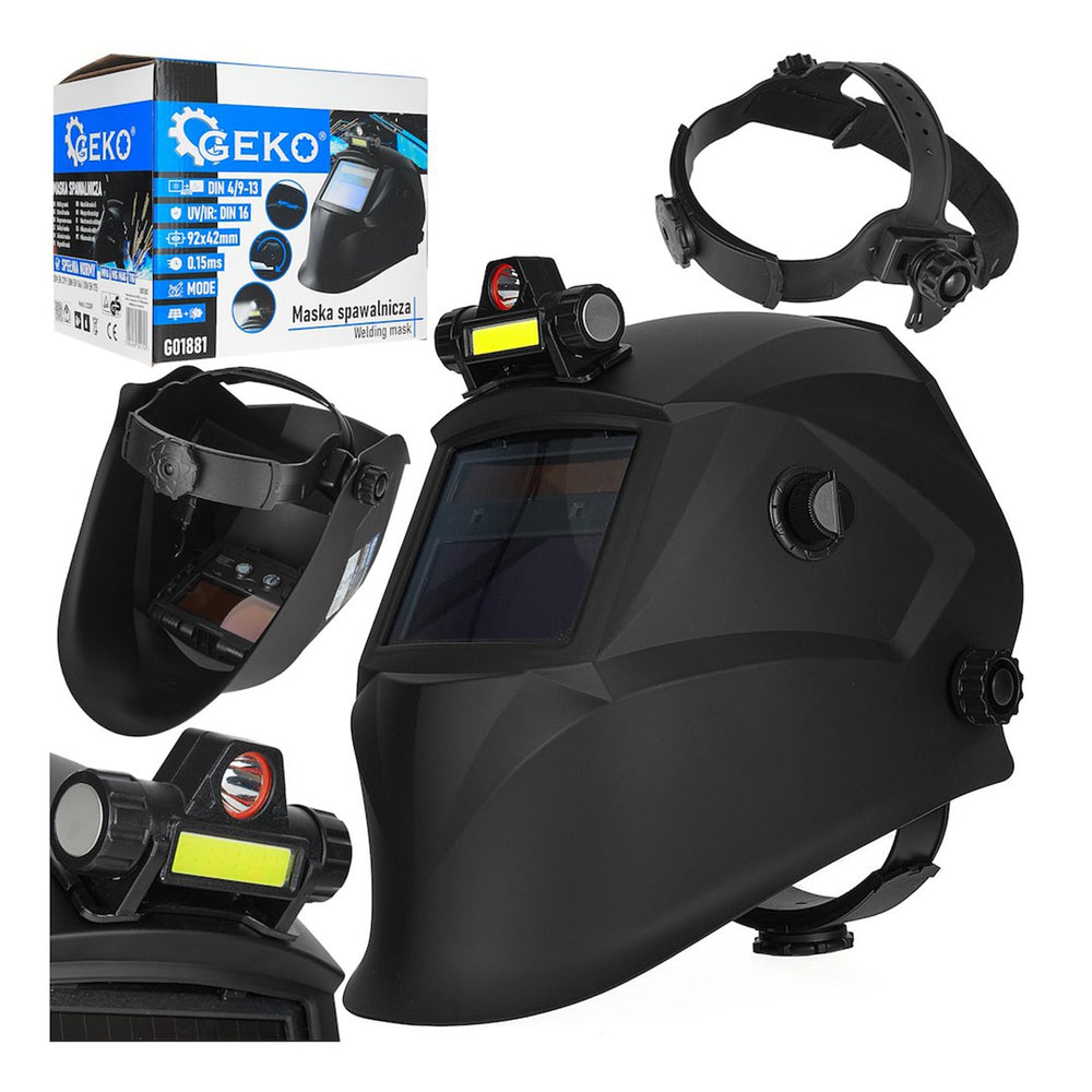 Maschera automatica da saldatura con luce LED, casco da saladatura autoscurante ,Geko