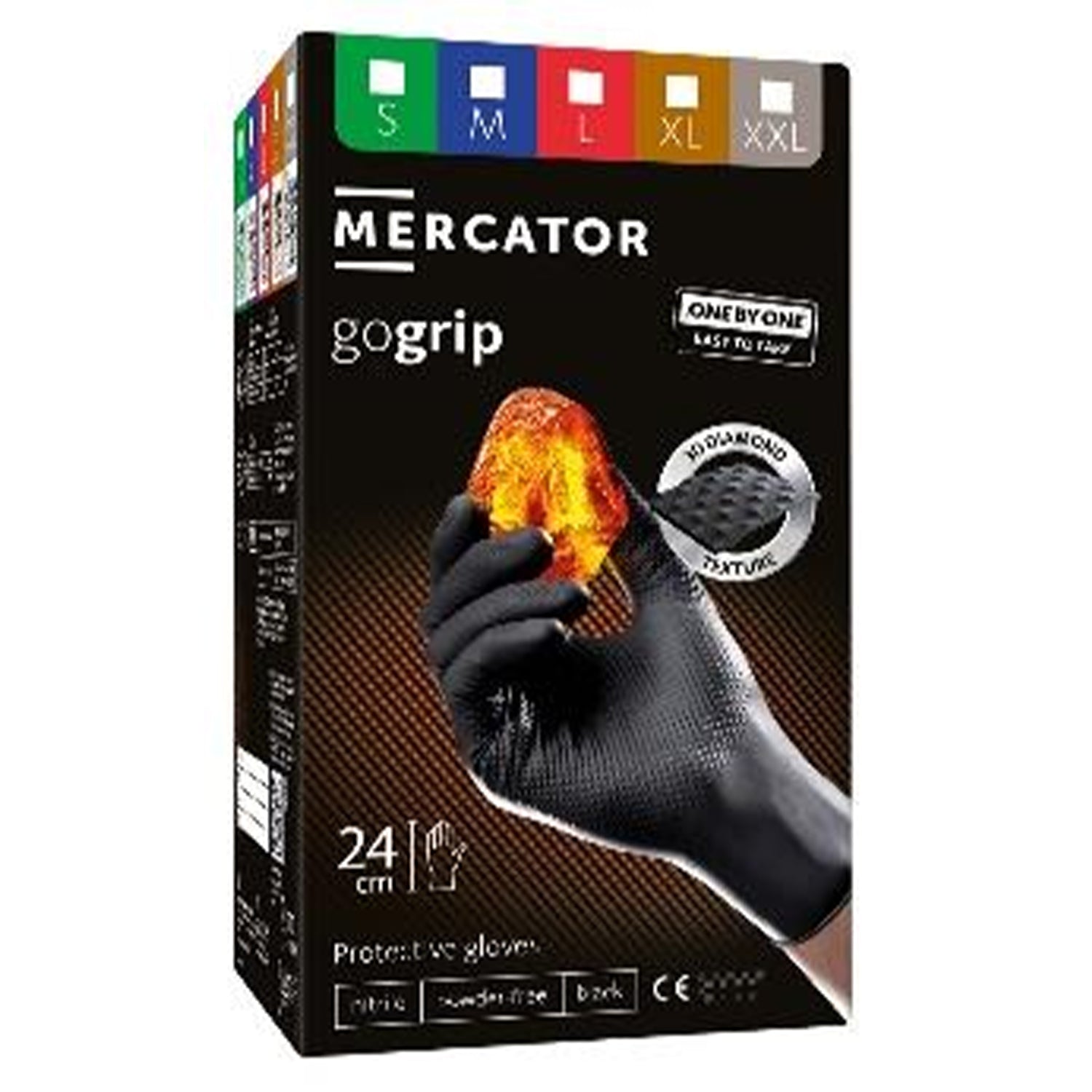 Guanti premium in nitrile, nero, taglia xl, confezione da 100 pezzi, MERCATOR GOGRIP ONE BY ONE